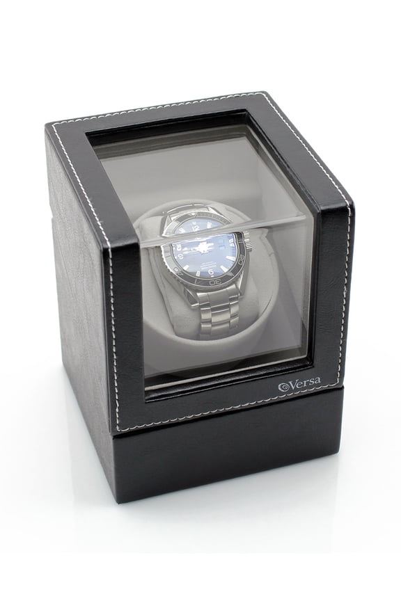 Elite Single Watch Winder - Black Leather