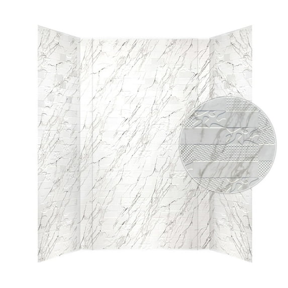 Versa Tile PVC Glue-up Tub and Shower Wall Panels Surround in Marble (96 Sq.ft) - 1 Piece