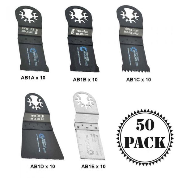 Versa Tool ABLKIT2 10 Each Wood Bi-Metal Japan Cut Tooth Stainless Steel Oscillating MultiTool Blade