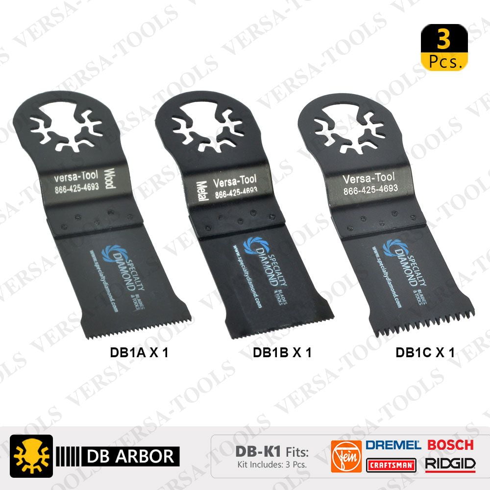 Versa Tool DB-K1 3 PC Set Oscillating Multi Tool Saw Blades Compatible With Dremel Multi Max (DB1A1B1C)