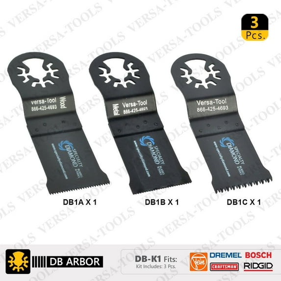 Versa Tool DB-K1 3 PC Set Oscillating Multi Tool Saw Blades Compatible With Dremel Multi Max (DB1A1B1C)
