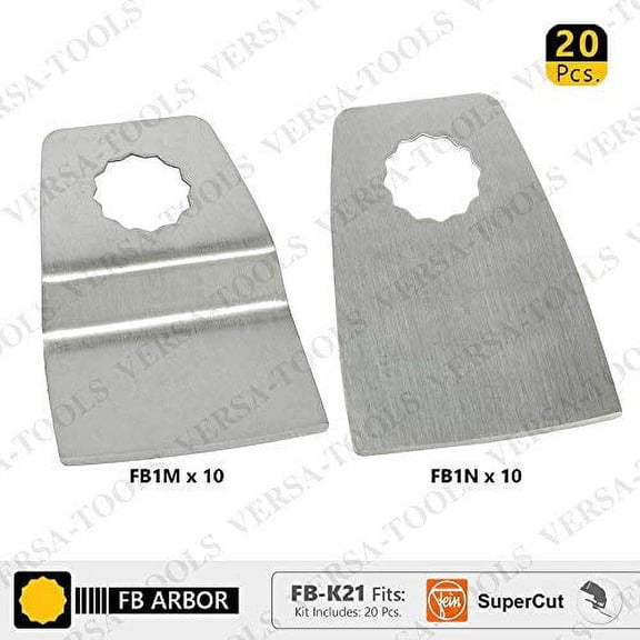 Versa Tool FB-K21 20 Pc 52mm Flush Cut (8mm Offset Mount) Stainless Steel Scraper Set for Fein Supercut Oscillating Tool
