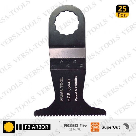 Versa Tool FB25D 65mm HCS Multi-Tool Saw Blades 25/Pack Fits Fein Supercut Oscillating Tools