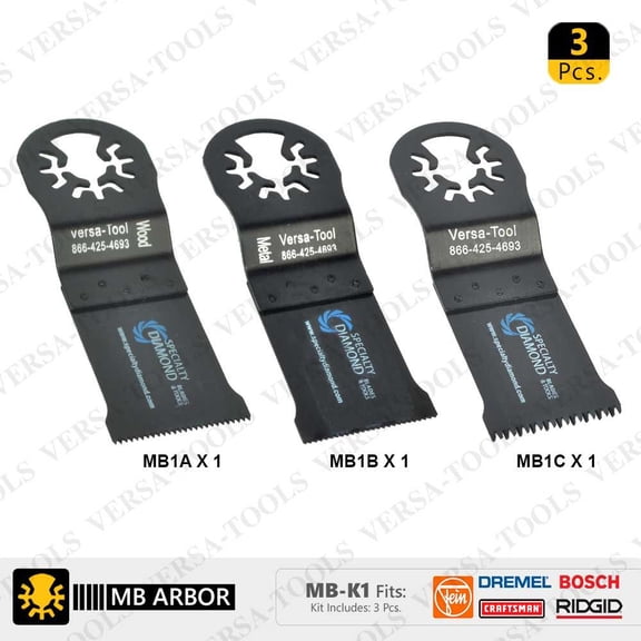 Versa Tool MB-K1 Bi-Metal Oscillating Saw Blade Set Compatible With Fein Multimaster (MB1A1B1C)
