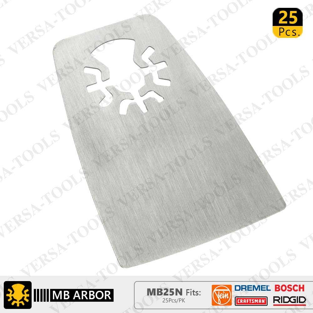 Versa Tool MB25N 52mm Flat Cut Stainless Steel Scraper Fits Fein Multimaster, Dremel, Bosch, Craftsman, Ridgid Oscillating Tools - 25/Pack