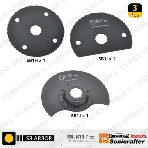 Versa Tool SB-K13 3 PC Oscillating Saw Blade Set for Sonicrafter (SB1H,1I,1J) 1 each