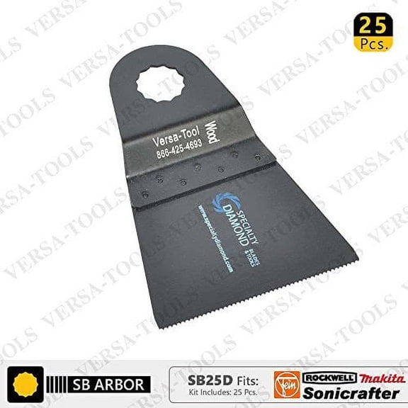 Versa Tool SB25D 65mm HCS Multi-Tool Saw Blades 25/Pack Fits Fein Multimaster, Rockwell, Sonicrafter, Makita Oscillating Tools