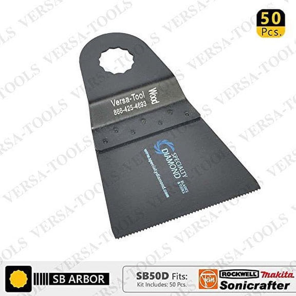 Versa Tool SB50D 65mm HCS Multi-Tool Saw Blades 50/Pack Fits Fein Multimaster, Rockwell, Sonicrafter, Makita Oscillating Tools