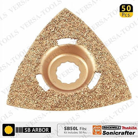 Versa Tool SB50L 80mm Triangular Carbide RASP, 8mm Offset Mount Fits Fein Multimaster, Rockwell, Sonicrafter, Makita Oscillating Tools - 50/Pack