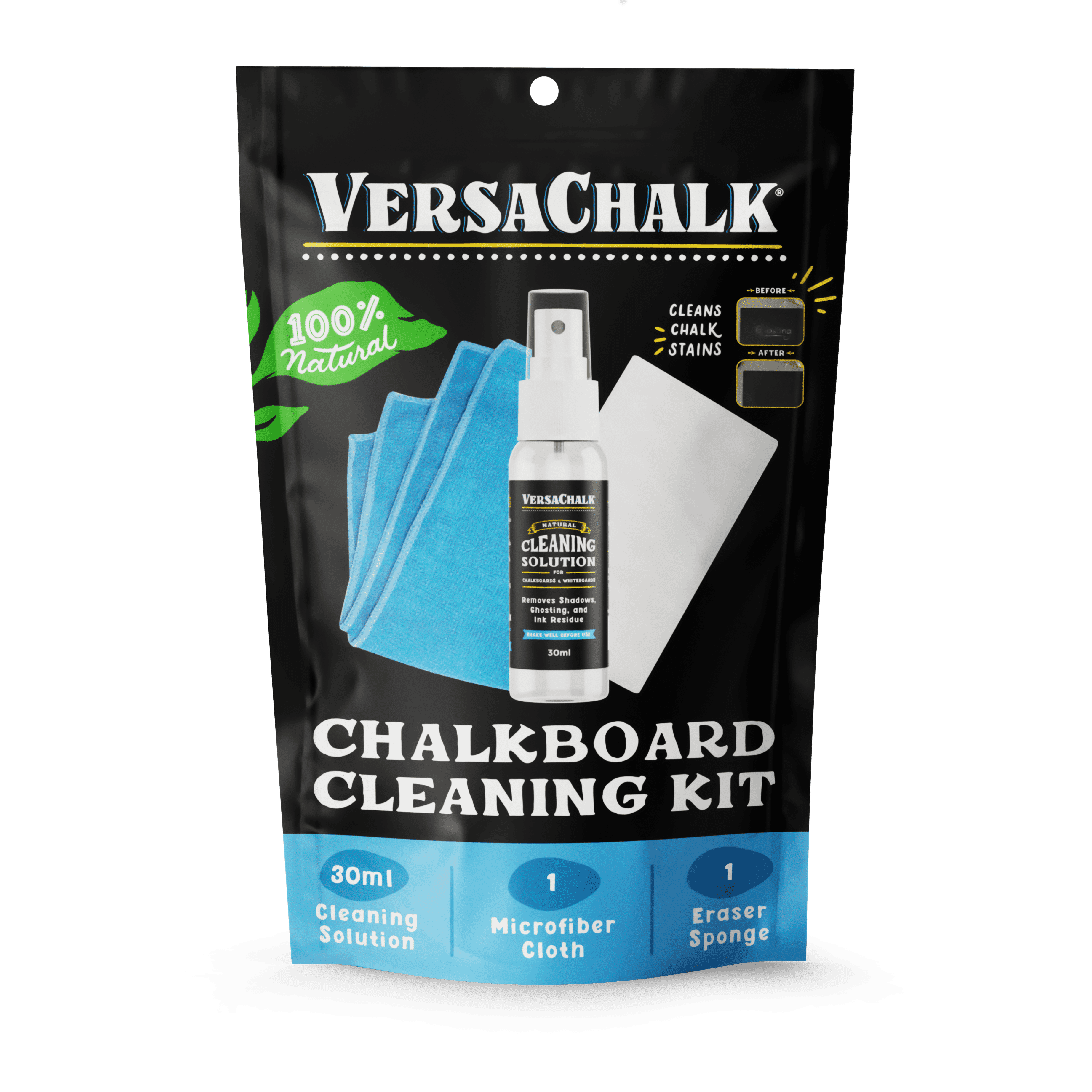 VersaChalk 100 Natural Chalkboard Cleaner Spray and Eraser Kit Remove