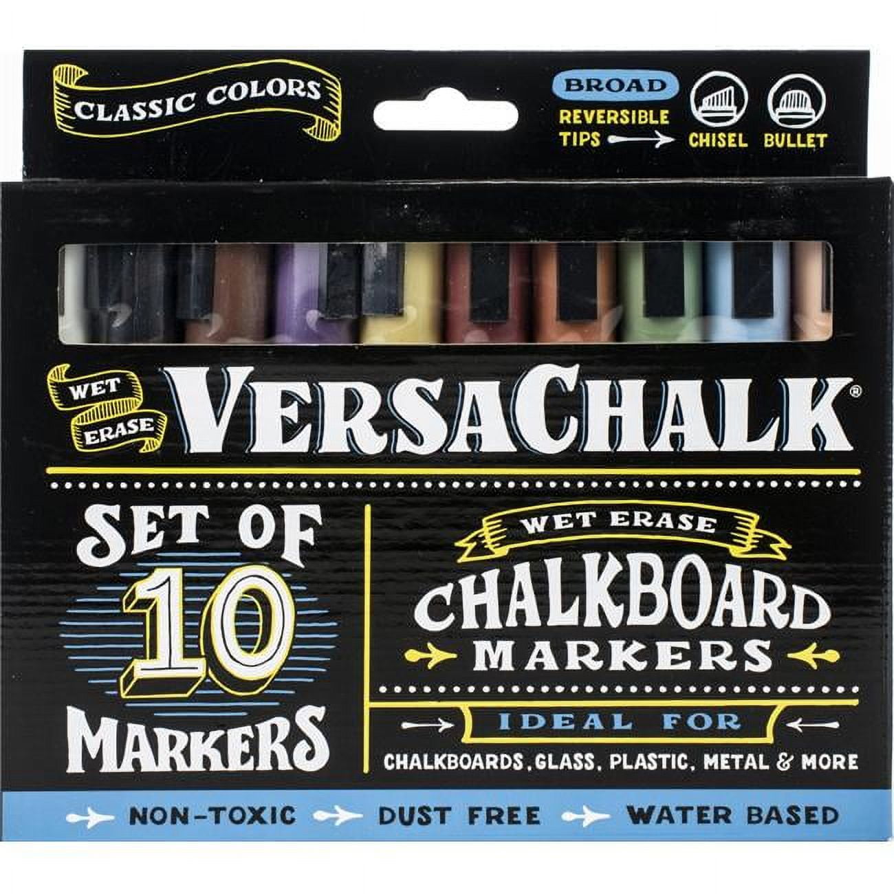 Versachalk Liquid Chalk Markers - Set of 10, Classic Colors, Bold