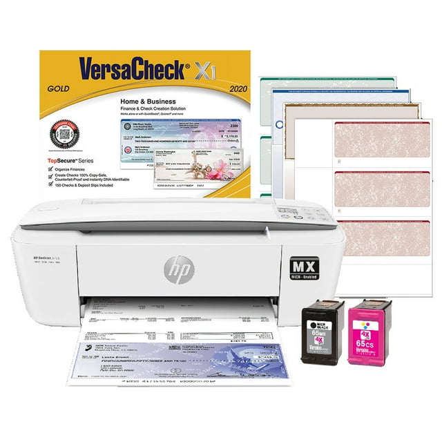 VersaCheck HP DeskJet 3755 MX MICR Check Printer and VersaCheck Gold Check Printing Software Bundle, White (3755MX)