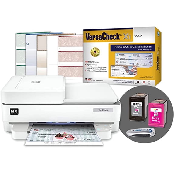 VersaCheck 6455 MX Monochrome Inkjet All-in-One Bundle with VersaCheck X1 Gold Software and Check Paper