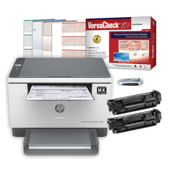 VersaCheck HP LaserJet M234 MXE MICR Check Printer and VersaCheck X9 Platinum 5-User Check Printing Software Bundle