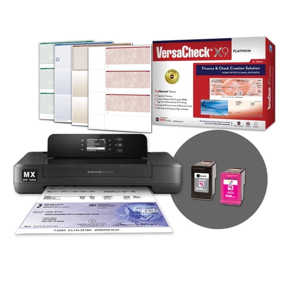 VersaCheck Officejet 200 MXE Portable Wireless MICR Check Printer and VersaCheck X9 Platinum 5-User Check Printing Software Bundle