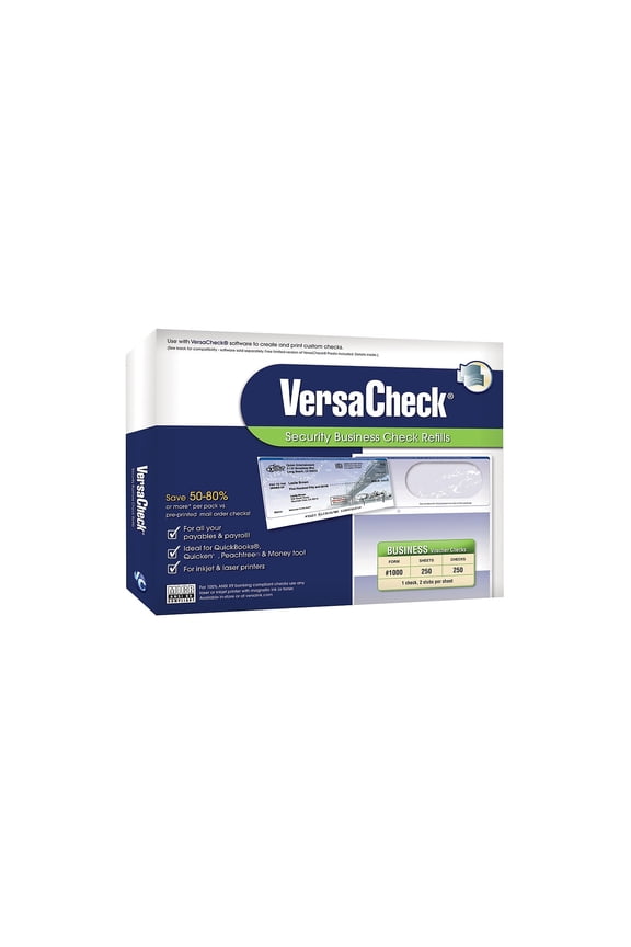 GLO921800F00 Custom Business Checks, Prestige Pattern, 8.5 X 11, Blue, 250 Sheets