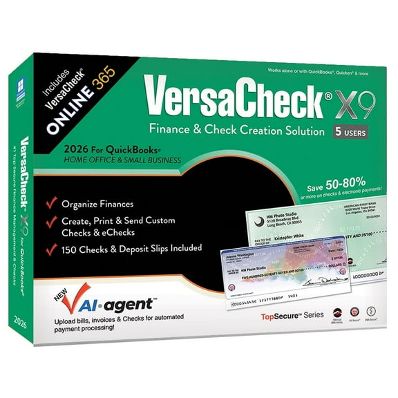 VersaCheck X9 2026 for QuickBooks 5 Users + VersaCheck ONLINE Gold 1yr Sub Bundle