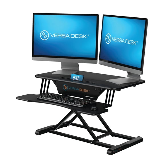 VersaDesk Power Riser 32" Electric Standing Desk Converter, Height Adjustable Sit-Stand Workstation, Black
