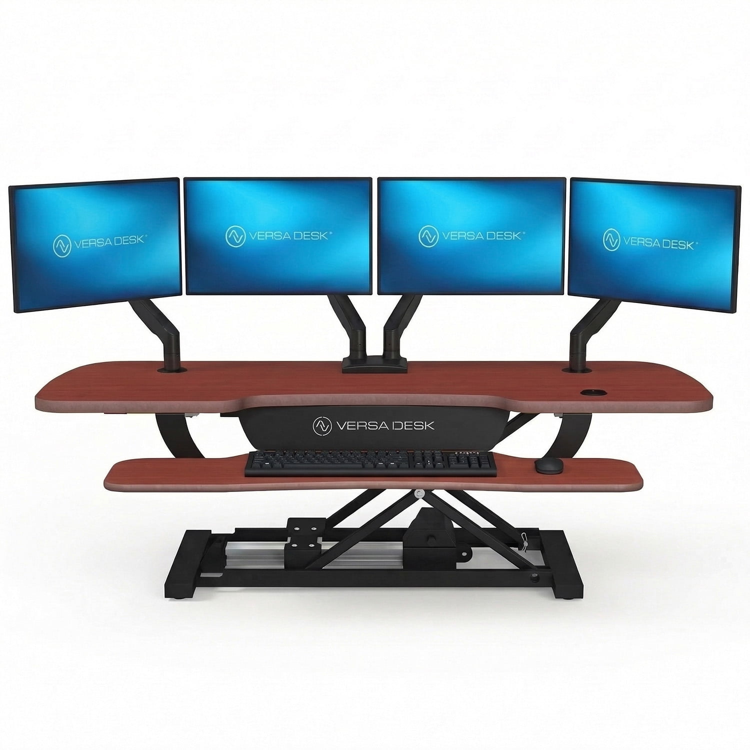 VersaDesk® 48"x24" Extra Wide Electric Height Adjustable Standing Desk Converter for Multi Monitor & Laptop Workstation, Cherry, w/ USB Charging Port