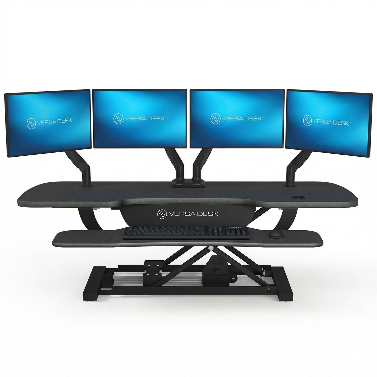 VersaDesk® 48"x24" Extra Wide Electric Height Adjustable Standing Desk Converter for Multi Monitor & Laptop Workstations, Black, w/ USB Charging Port