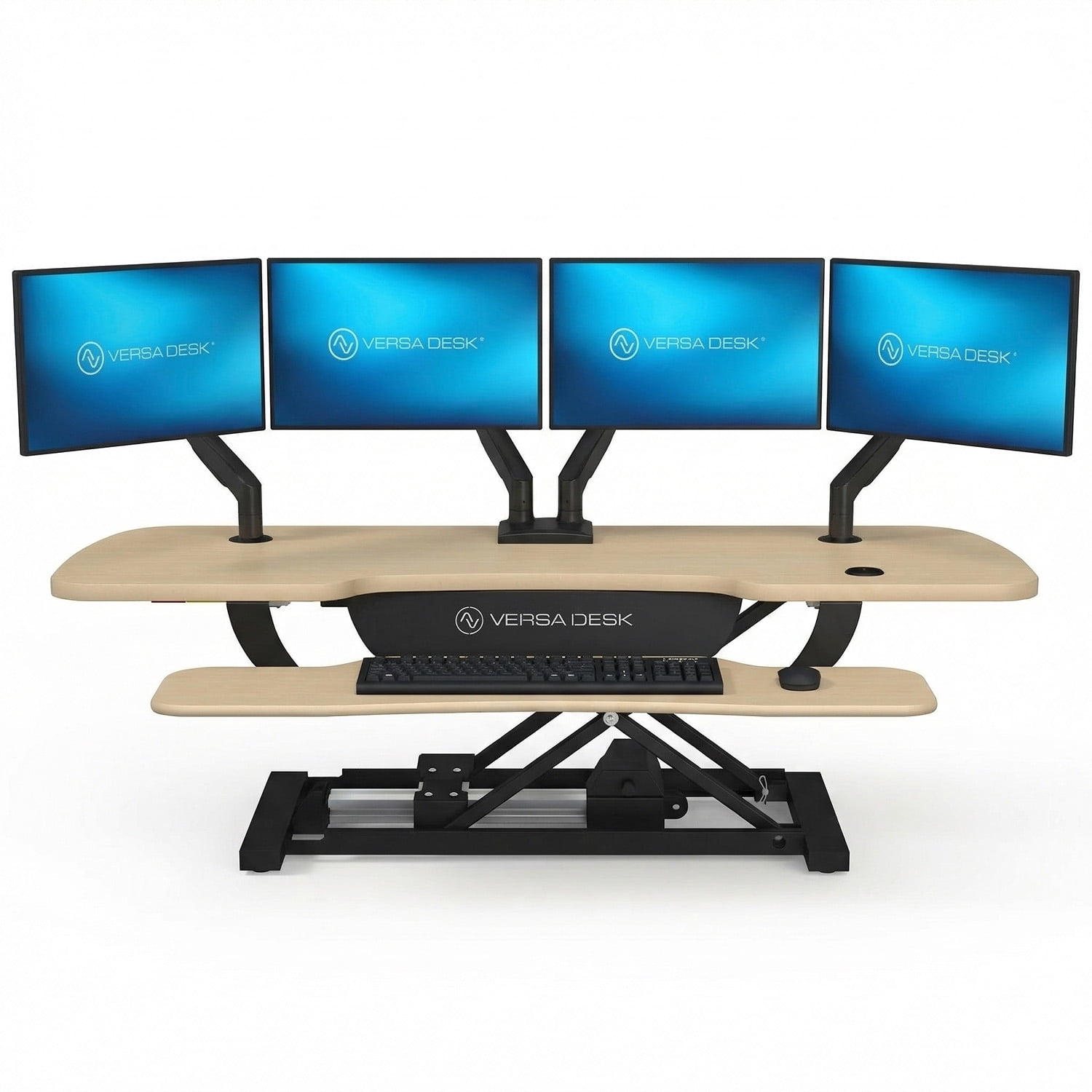 VersaDesk PowerPro Electric Standing Desk Converter with USB Port, Adjustable Wood & Steel Sit-Stand Workstation for Home & Office | Maple (48x24)