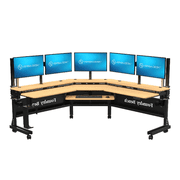 VERSADESK  Foundry Bench L-Shaped Electric Standing Desk, 1 Bamboo Surface, USB/USBC Ports, Mobile App Controllable | Natural Bamboo,  80 x 80