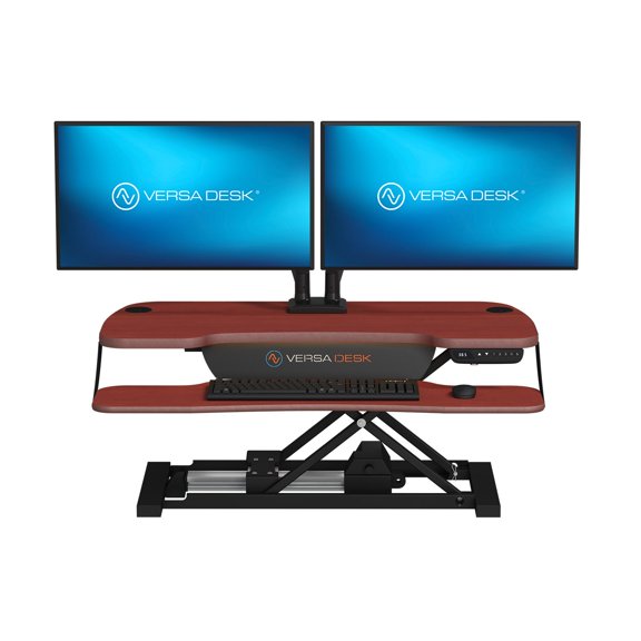 VersaDesk PowerPro Elite 36" Electric Standing Desk Converter w/ Programmable Switch, USB Port & Mobile APP, Cherry