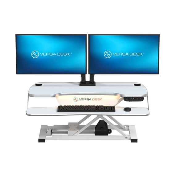 VersaDesk PowerPro Elite 36" Electric Standing Desk Converter w/ Programmable Switch, USB Port & Mobile APP, White