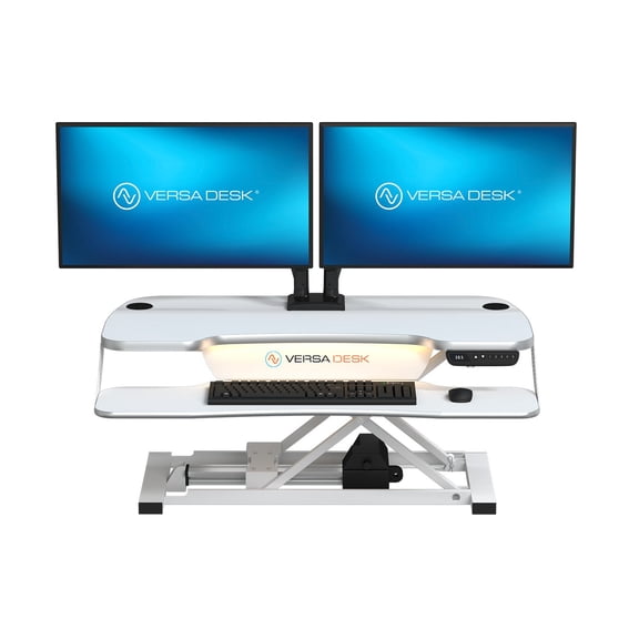 VersaDesk PowerPro Elite 36" Electric Standing Desk Converter w/ Programmable Switch, USB Port & Mobile APP, White