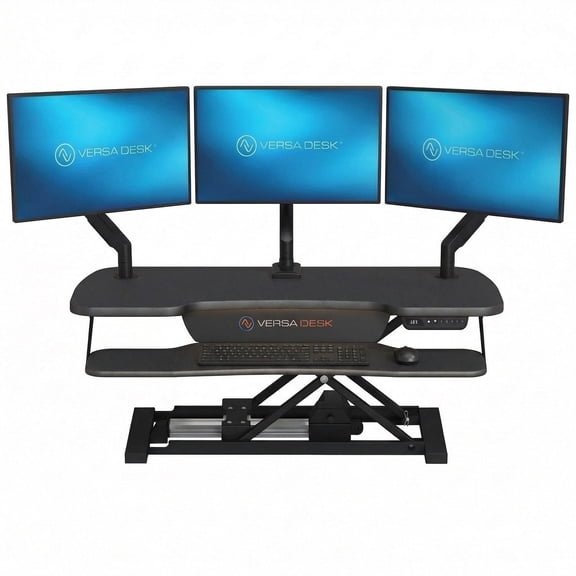 VersaDesk PowerPro Elite 40" Electric Standing Desk Converter w/ Programmable Switch, USB Port & Mobile APP, Black