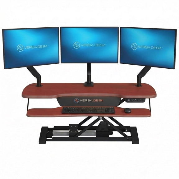 VersaDesk PowerPro Elite 40" Electric Standing Desk Converter w/ Programmable Switch, USB Port & Mobile APP, Cherry