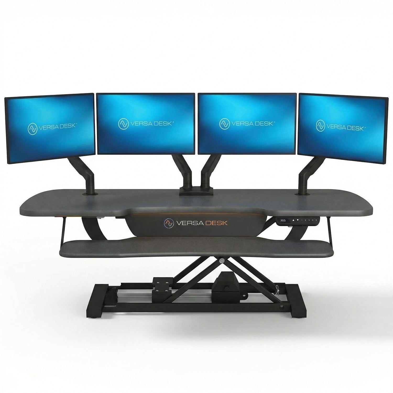VersaDesk PowerPro Elite 48" Electric Standing Desk Converter w/ Programmable Switch, USB Port & Mobile APP, Black