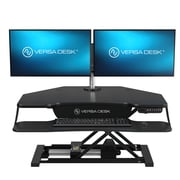 VersaDesk PowerPro Elite Corner Electric Standing Desk Converter, Programmable Height Adjustment, USB Charging Port, Mobile App Control   Black / 36" x 31"