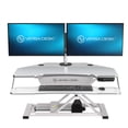 thumbnail image 1 of VersaDesk PowerPro Elite Corner Electric Standing Desk Converter, Programmable Height Adjustment, USB Charging Port, Mobile App Control – White / 36" x 31", 1 of 1