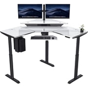 VersaDesk  Powerlift Corner Electric Desk Workstation, Electric Corner Desk Adjustable Height L-Shaped Office Desk with Programmable Controls | White Surface 60 x 60