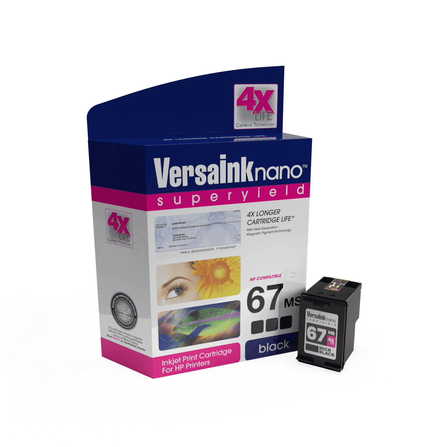 VersaInk-Nano HP 67 MS MICR Black Ink Cartridge for Check Printing