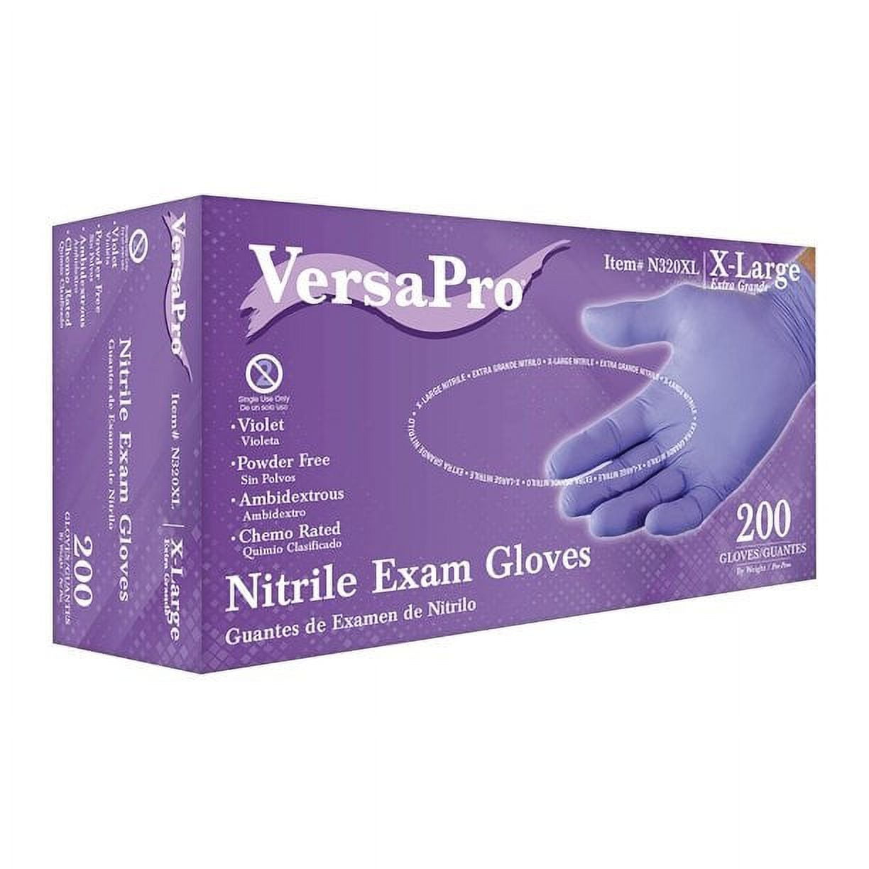 VersaPro N320XL Nitrile Exam Gloves, Medical Grade, Powder Free, Latex