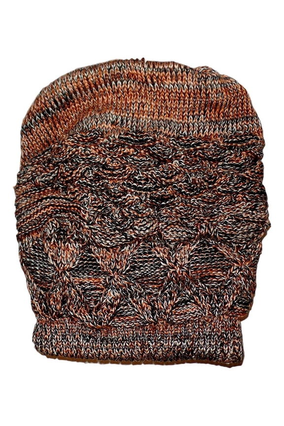 Versable Multi Color Knit Slouch Beanie Bun Ponytail Reds