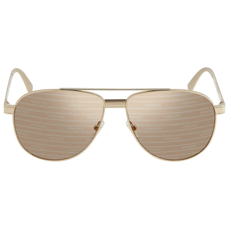 Versace Unisex Sunglasses, Pale Gold Metal Frame, Brown  display picture 2
