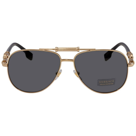 Versace VE 2236 Metal Unisex Pilot Sunglasses Gold 57mm Adult