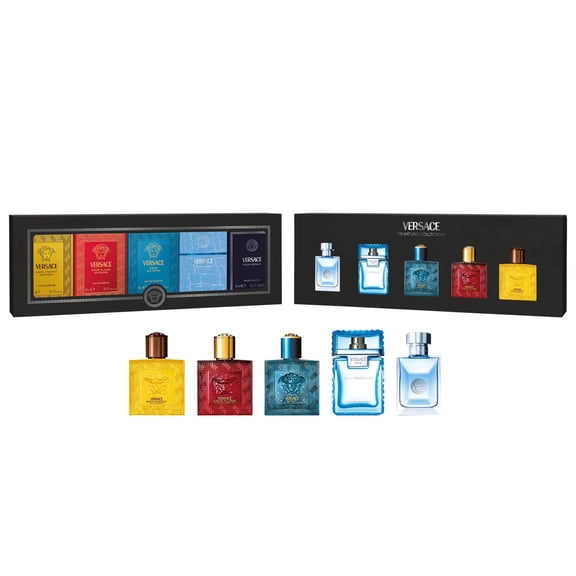 Versace 5-Piece Mini Fragrance Gift Set for Men: Pour Homme, Eau Fraiche, Eros EDT, Eros Flame EDP, and Eros Energy EDP