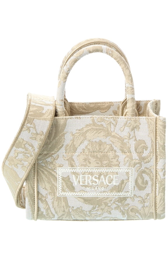 Athena Barocco Mini Canvas Tote, White