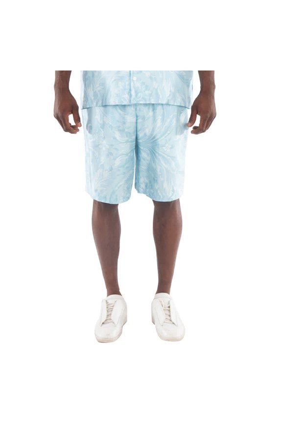 Barocco Print Silk Shorts, Brand Size 46 (US Size 30)