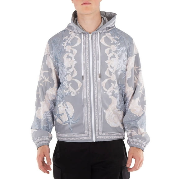 Versace Barocco Sea Hooded Windbreaker Jacket, Brand Size 46 ( US Size 36 )