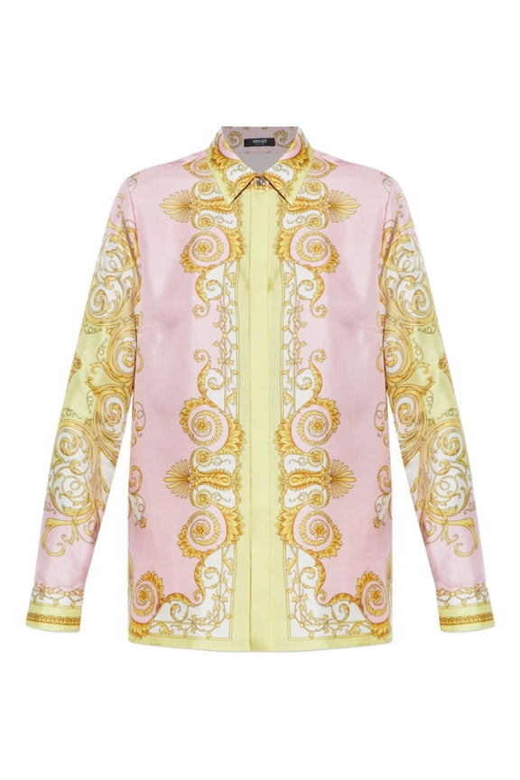 Baroque-Inspired Silk Shirt With Golden Motifs (Women's)