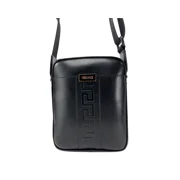 Versace Black Leather Greca Crossbody Bag