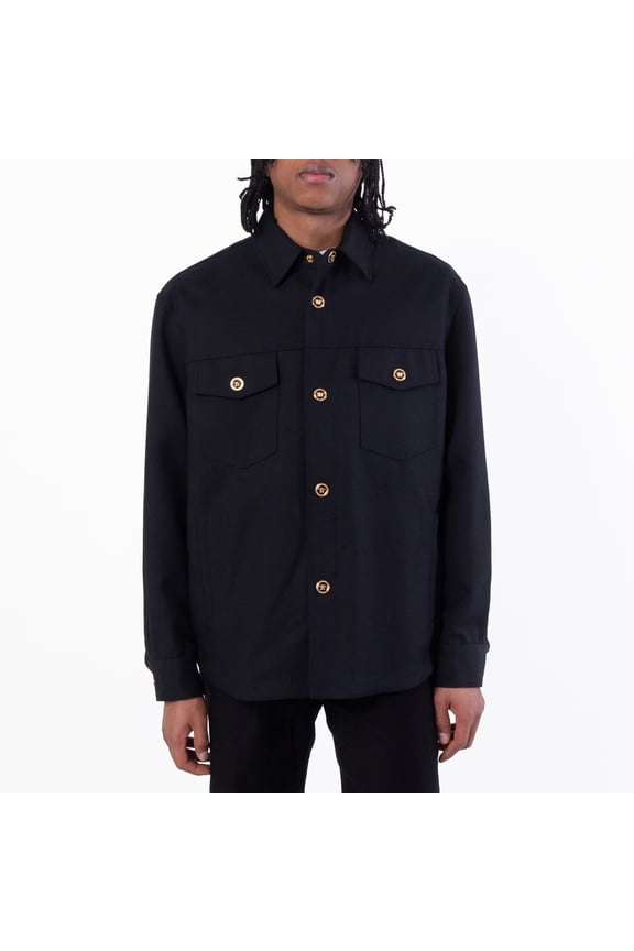 Black Wool Cavalry Blouson Overshirt, Brand Size 50 ( US Size 40 )