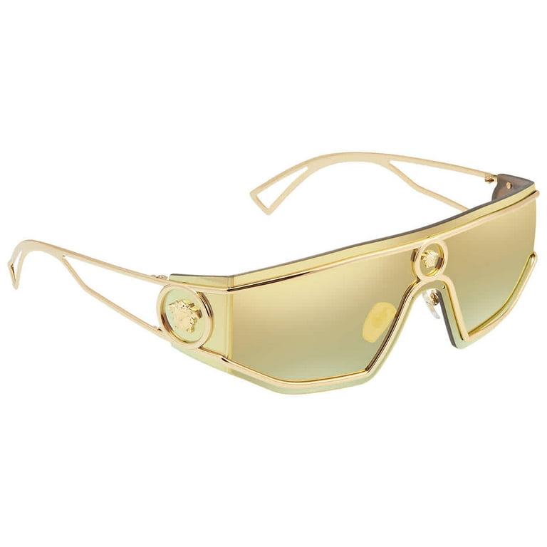  Versace Man Sunglasses Gold Frame, Light Brown Mirror