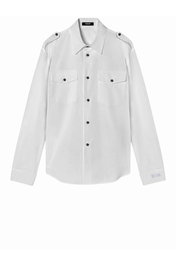Casual White Cotton Shirt With Buttoned Cuffs (Men's)