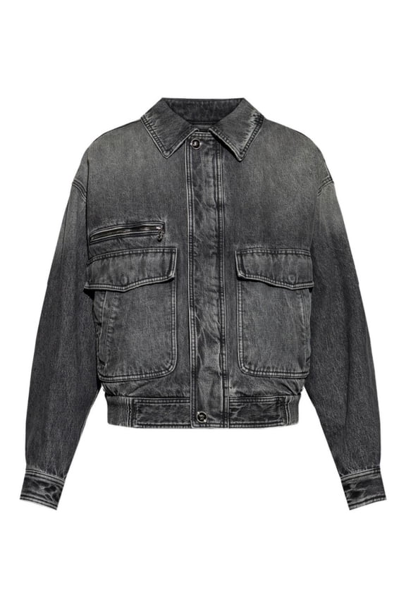 Cropped Denim Jacket With Washed Black Finish (Men's)
